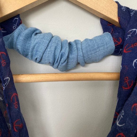 Charming Charlie Navy Blue with White and Red Anchors Scarf - Picture 3 of 4